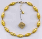 Oval, Gold "Paint Drip" Venetian Bead Necklace
